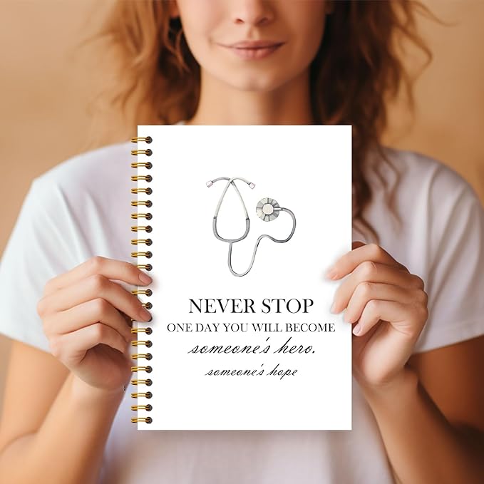 Inspirational Nurses Notebook, Future Nurse Doctor Gifts Journal, Nurse Appreciation Week Gifts Journal, Medical Stethoscope Nursing Hardcover Spiral Notebooks 5.5x8.3 Inch
