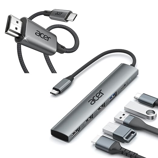 acer 5 in 1 USB C Hub Bunlbe with USB C to HDMI Cable