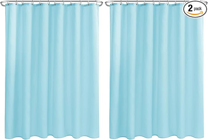Nasitos Fabric Shower Curtain Liners 2 Pack - W72 x H72 - Washable & Water Resistant Cloth Lightweight Shower Liner for Bathroom, Soft Hotel Quality, Standard Size (Blue, 4 Magnets Included)