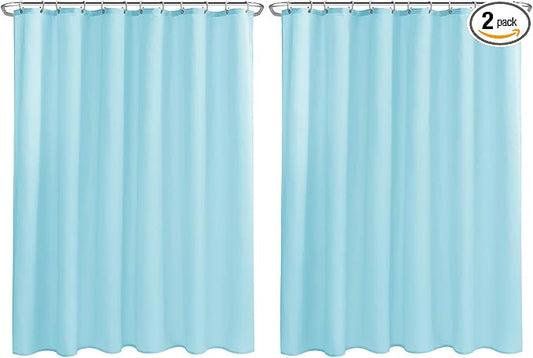 Nasitos Fabric Shower Curtain Liners 2 Pack - W72 x H72 - Washable & Water Resistant Cloth Lightweight Shower Liner for Bathroom, Soft Hotel Quality, Standard Size (Blue, 4 Magnets Included)