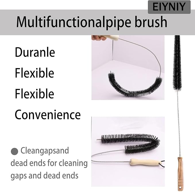 Dryer Cleaner Vent Brush Long Flexible Dryer Vent Cleaner with Wood Handle and Refrigerator Condenser Coil Brush Long Flexible Refrigerator Coil Cleaning Brush (EY-007)