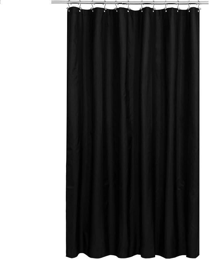 N&Y HOME Fabric Shower Curtain or Liner Extra Long 72 x 84 Inches - Hotel Quality, Machine Washable, Water Repellent - Black, 72x84