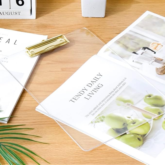 3mm Thick Acrylic Clipboards with Gold Clip 3-Pack, Durable Stylish Clipboards with Low Profile Clip Suit for A4 Paper