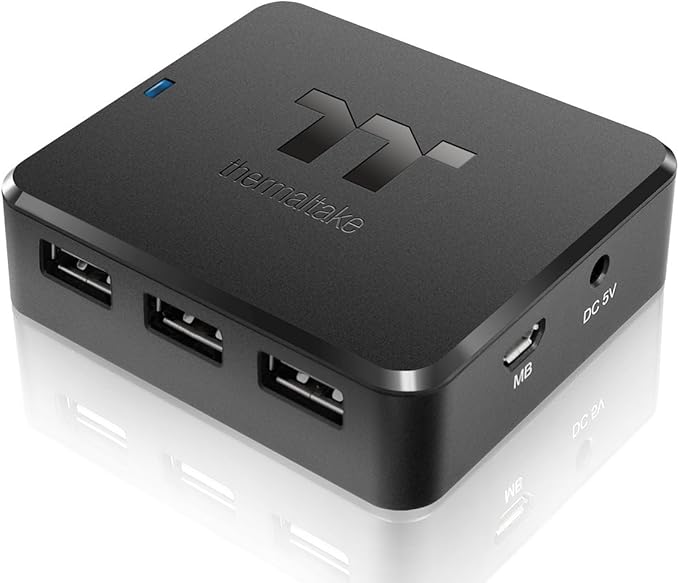 Thermaltake H200 Plus Internal USB Hub, 3-Port USB 2.0 Header Outputs, 3 External Type-A USB Ports, PS-ACC-IU2H00R-2