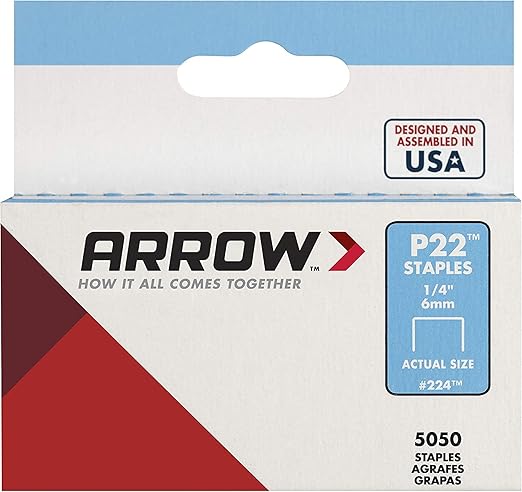Arrow 224 Heavy Duty P22 Staples for Use with Plier-Type Paper and Bag Staplers in Restaurants, Offices, Classrooms, 5050-Pack, 1/4-Inch Leg Length, 7/16-Inch Crown Width