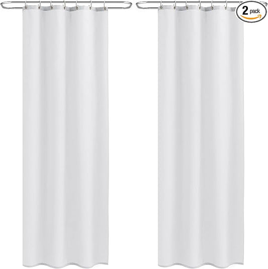 Nasitos Shower Curtain Liners 2 Pack - W36 x H72 - Washable & Water Resistant Fabric Bath Shower Liners for Narrow Stall, Stand Up Shower Stall, RV, Camper (White, 4 Magnets Included)