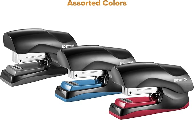 Bostitch Office Heavy Duty Stapler, 40 Sheet Capacity, No Jam, Half Strip, Fits into the Palm of Your Hand, For Classroom, Office or Desk, No Color Choice, One per Order (B175-ASST)