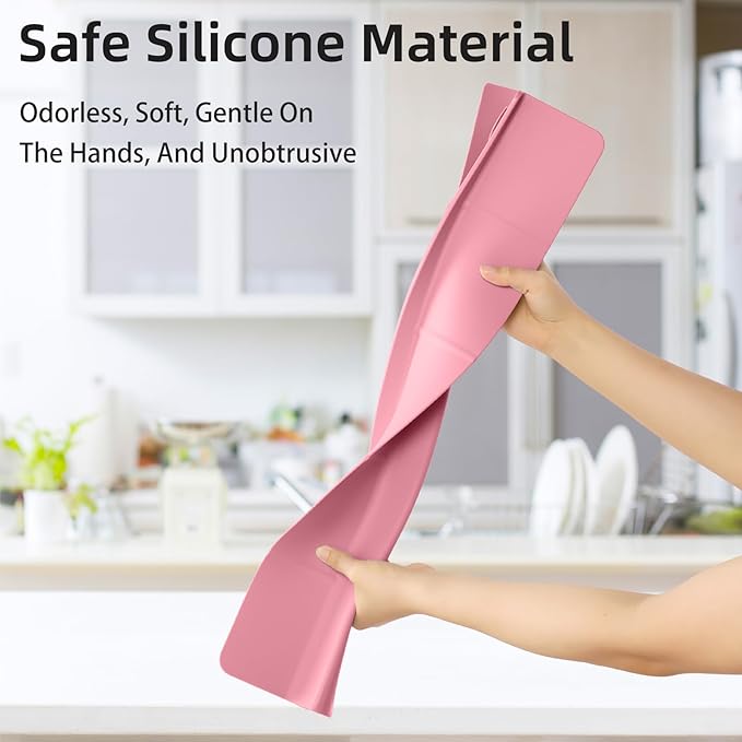 23" Ultra Silicone Sink Splash Guard Released in 2025/Dec,Self-Draining Water Splash Guard for Kitchen Sink,Bathroom and Island,with 3.5" High Splash Guard & 7 Strong Suction Cup (Pink)