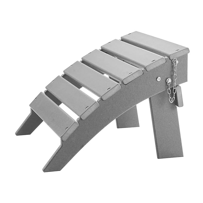 VEVOR Adirondack Ottoman, 16.9L x 18.9W x 13H Inch HDPE Plastic Folding Adirondack Ottoman, Weather-Resistant Foot Rest for Adirondack Chair, Widely Used for Outside Porch Pool Lawn Backyard, Gray
