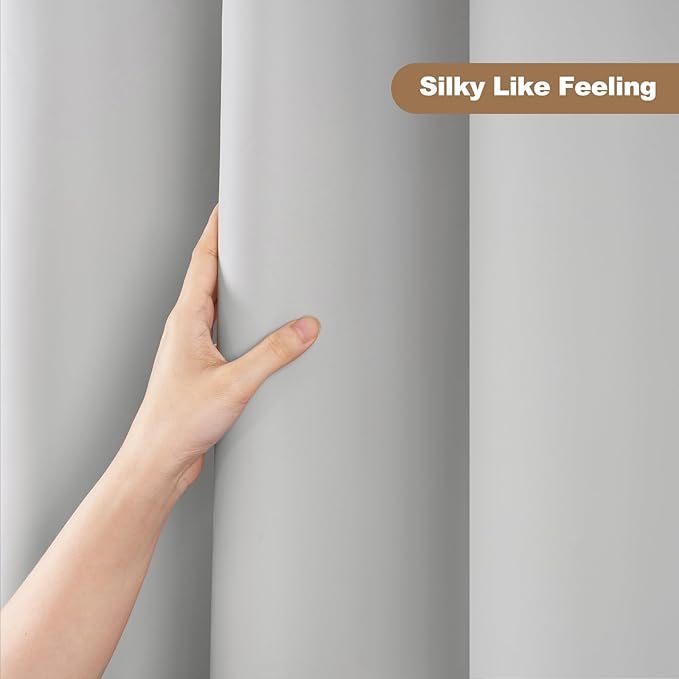 UFRIDAY Grey Shower Curtain Liner Premium PEVA 48 x72 inch,Heavy Duty Shower Curtain with 2 Weighted Magnets, Plastic Waterproof Grey Shower Curtains for Bathroom with 6 Hooks