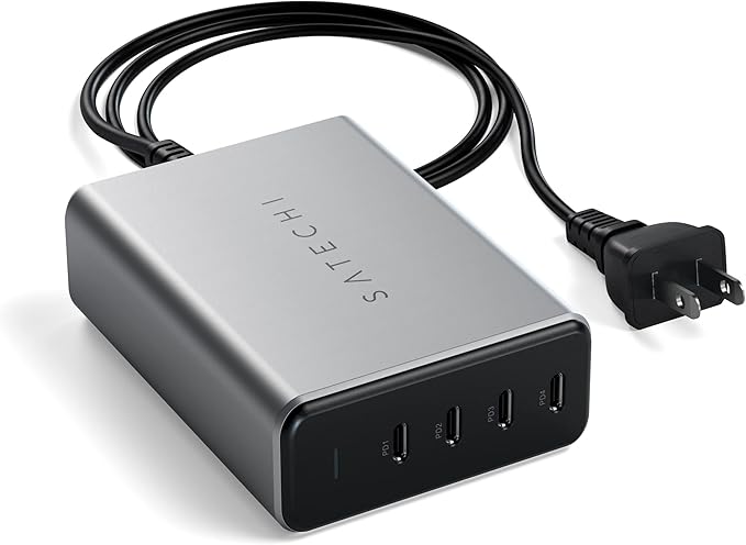 Satechi 165W USB C 4-Port GaN Charging Station, 4 USB-C PD, Laptop Charger, for MacBook Air/Pro M5/M4/M3, iPad Air/Pro M5/M4/M3, iPad 11th gen, iPad mini, iPhone 17/16 Galaxy S25, Windows