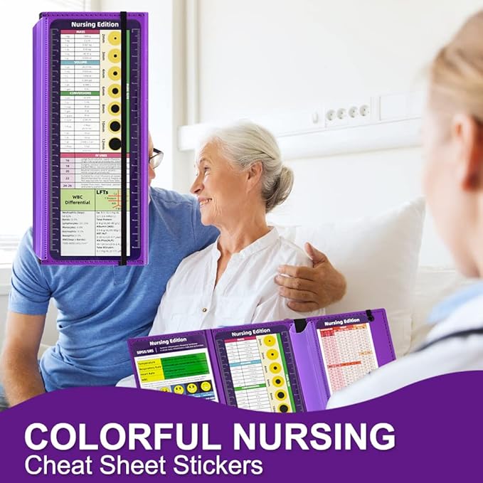 Vuzvuv Nursing Clipboard Foldable, Purple Nurse Pocket Clipboard 3 Layers with Nursing Medical Edition Cheat Sheets, Foldable Nurse Clip Boards Notepad for Students, Nurses, Doctors and Medical Staff