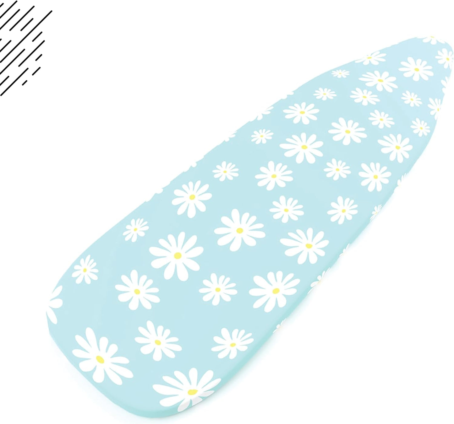 Encasa XO Ironing Board Cover and Pad 49"x18" - Thick 3mm Felt Padding, Drawstring Tightening & Lock, Easy Fit, Scorch & Stain Resistant, Fits Wide Ironing Board - Daisy Blue