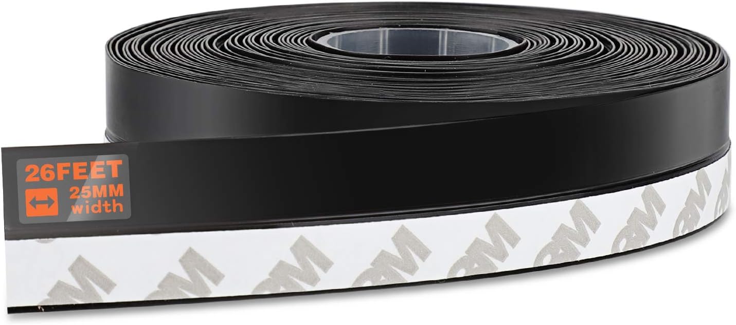 26 Feet Silicone Seal Strip, Weather Stripping Seal Tape for Door, Window & Shower Glass Gaps (Black, 35MM)