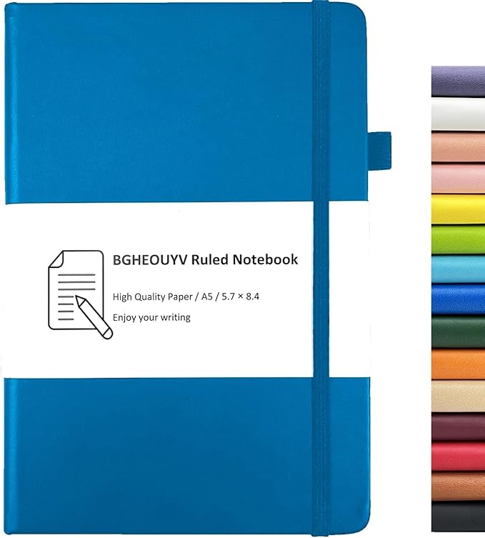 Notebook Journal, College Ruled Notebook Lined A5 160 Pages,Hard Cover Journals for Writing, Notebooks for Work Office School Women Men,5.7 inches x 8.4 inches(Dark Blue)