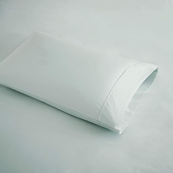 Madison Park 600 TC Cooling Cotton Blend Solid Sheet 16 Inch Deep Pocket, All Season, Soft Bedding-Set, Matching Pillow Case, King, Seafoam 4 Piece.