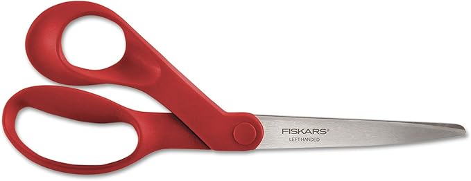 Fiskars 94507797J Our Finest Left-Hand Scissors, 8-Inch Length, 3-3/10-Inch Cut, Red