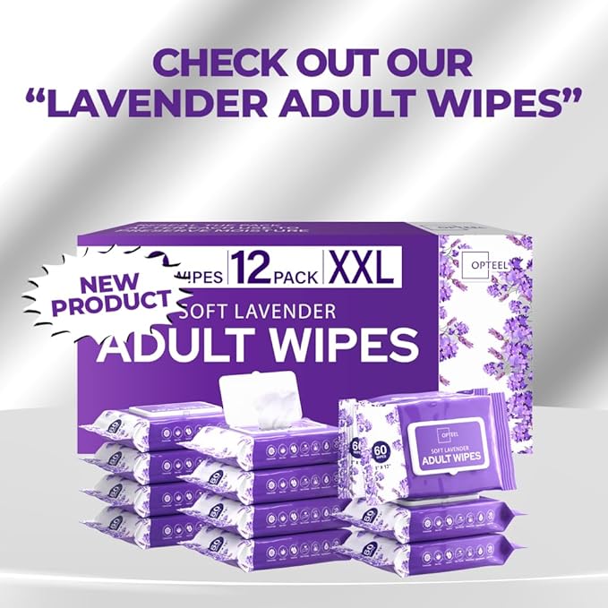 Adult Wipes For Elderly - 8"x13" Extra Large & Soft Wet Wipes for Adults Bathing - Incontinence Disposable Washcloths, Vitamin E & Aloe Infused for Men & Women 240ct (4 Packs of 60)