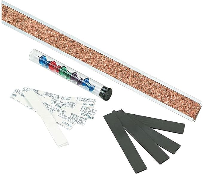 Quartet Bulletin Bar Pin Strip Cork Board 48" x 1", For Classroom, Office, Cubicle, Aluminum Frame (Z2006)