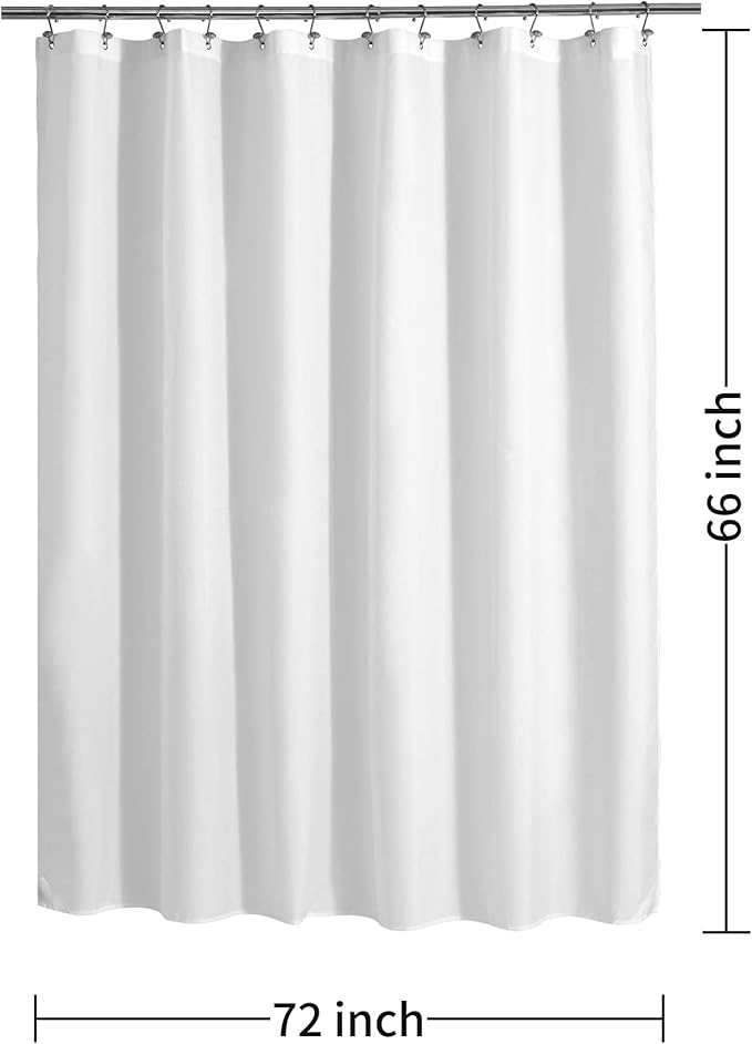 ALYVIA SPRING Short Shower Curtain Liner Fabric Waterproof - 72" x 66", Soft & Lightweight Shower Curtain with Magnets, Machine Washable - 72x66, White