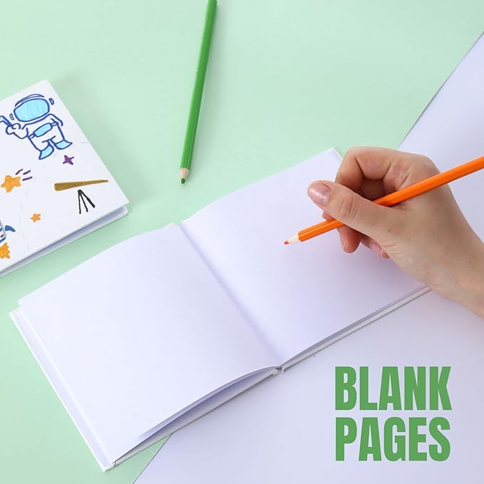 12 Pack Hardcover Blank Book 5x5 Inch Unlined Sketchbook Journal - 18 Sheets/36 Pages Each, Bulk Pack of White Hardcover Blank Books for Writing, Drawing Make Your Own Book, Multi-Purpose for Students & Adults