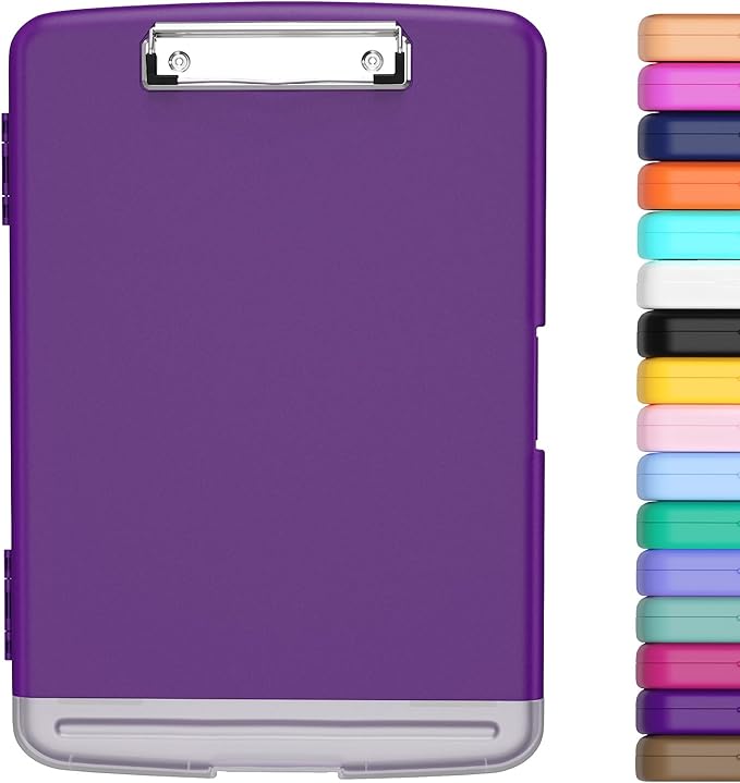 Hongri Clipboard with Storage with Pen Holder, Folder Nursing Clip Board 8.5 x 11 Foilo-Side Opening, High Capacity, Light Weight for Teachers, Classroom. Size 14 x 9.6 x 1.2 in(Purple)