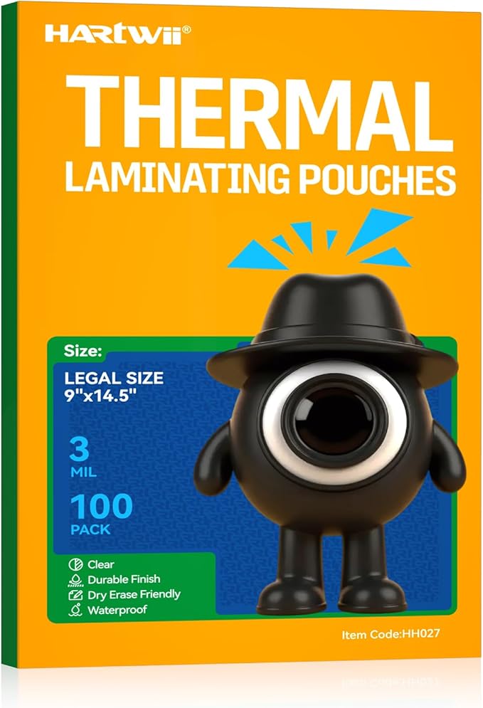 100Pack Legal Size Laminating Sheets 9"x14.5" 3Mil Thick Thermal Laminate Pouches Compatible with All Laminators No Bubble 8.5x14 Clear Laminating Paper for Documents