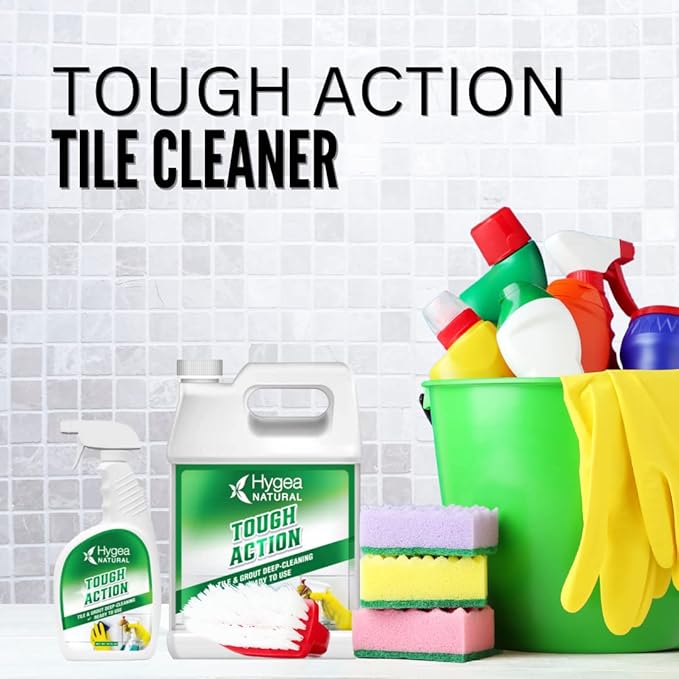 Hygea Natural Tough Action Tile & Grout Cleaner Duo - Deep Cleans Dirt & Scum, Conditions & Enhances Stone Color - Acid-Free & Residue-Free Formula (Ready to Use 24 oz, Pack of 3)