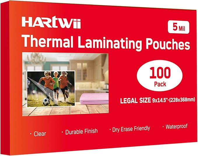 100Pack Legal Size Laminating Sheets 5Mil -8.5"x14" (9x14.5) Laminating Pouches No Bubble Thermal Laminating Sheets for Documents, Menus, Certificates & School/Office Use