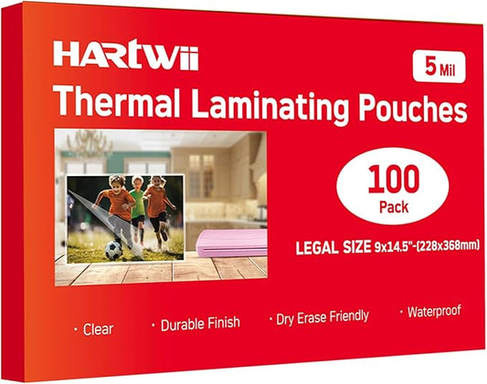 100Pack Legal Size Laminating Sheets 5Mil -8.5"x14" (9x14.5) Laminating Pouches No Bubble Thermal Laminating Sheets for Documents, Menus, Certificates & School/Office Use