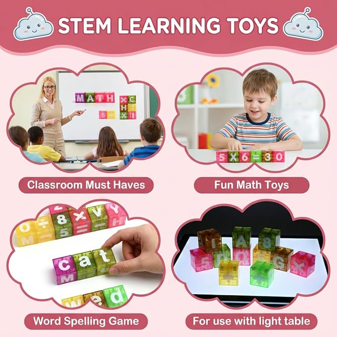 Magnetic Alphabet Blocks 40pcs - Educational STEM Learning Toys for Kids 3-8 | Portable Travel Letter Number Math Kit | Montessori Preschool Gifts Boys Girls