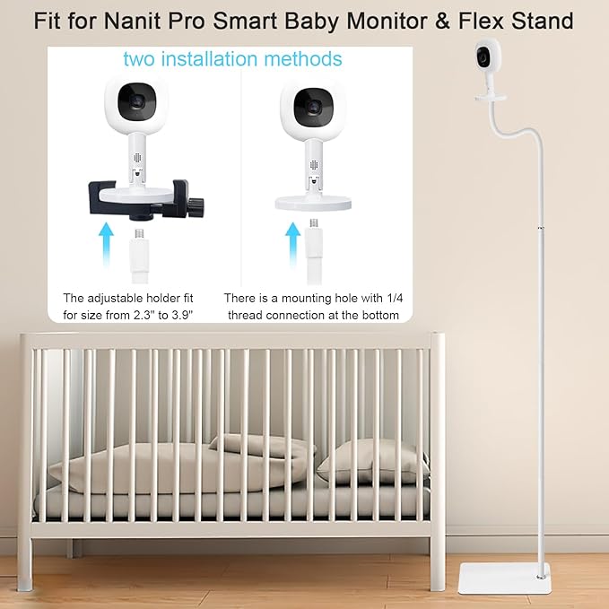 Baby Monitor Floor Stand Compatible with Hellobaby ,Infant Optics,Nanit Pro, Owlet Cam/Cam 2 Baby Monitor, Adjustable Height 67",Also fit for Cameras with 1/4 Thread Connection,Universal Camera Stand