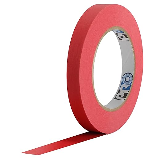 ProTapes Colored Crepe Paper Masking Tape, 60 yds Length x 1/2" Width, Red (Pack of 1)