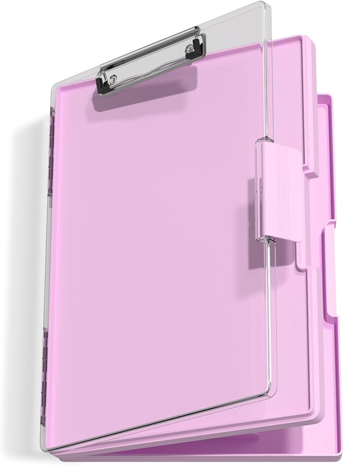 Hongri Clipboard with Storage, PalePink 8.5 x 11 Folder Nursing Side Opening, Heavy Duty with Dual Compartment, Smooth Writing for Teacher, Size 13.3 x 9.4 x 1.5 in, Office & School Supplies