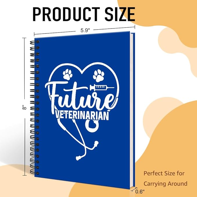 Future Veterinarian Deep Blue Spiral Horizontal Lines Notebook, Funny Paw Silhouettes Journal Gifts for Future Veterinary Nurse Vet Assistant Animal Lover, Grad Gifts for Veterinary Tech Student
