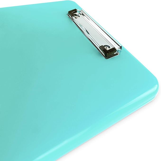 Clipboard with Storage Slim Folding for Nursing, Teachers, Coaches & Office, Plastic Heavy Duty with Pen Holder (9.5” x 13.5”) (Turquoise)