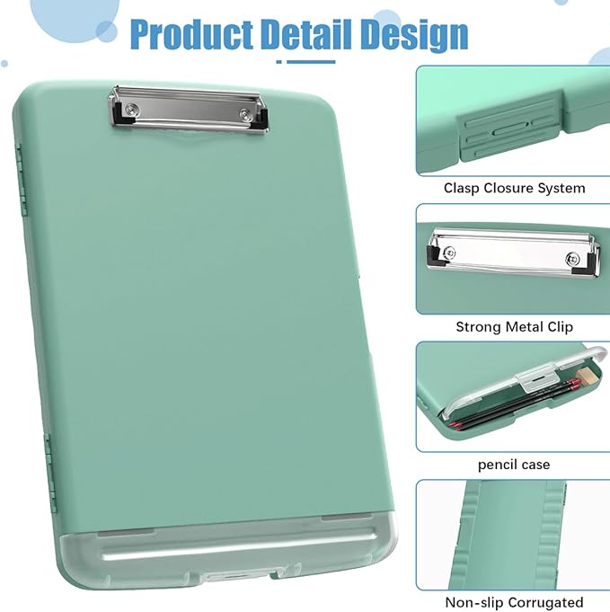 Hongri Clipboard with Storage with Pen Holder, Folder Nursing Clip Board 8.5 x 11 Foilo-Side Opening, High Capacity, Light Weight for Teachers, Classroom. Size 14 x 9.6 x 1.2 in(Green)