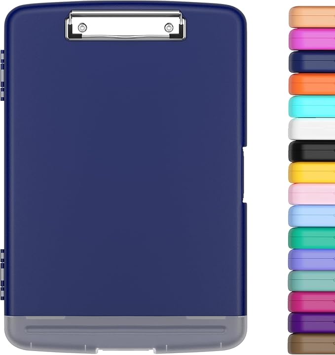 Hongri Clipboard with Storage with Pen Holder, Folder Nursing Clip Board 8.5 x 11 Foilo-Side Opening, High Capacity, Light Weight for Teachers, Classroom. Size 14 x 9.6 x 1.2 in(Navy Blue)
