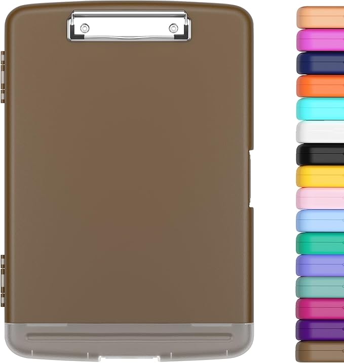 Hongri Clipboard with Storage with Pen Holder, Folder Nursing Clip Board 8.5 x 11 Foilo-Side Opening, High Capacity, Light Weight for Teachers, Classroom. Size 14 x 9.6 x 1.2 in(Brown)