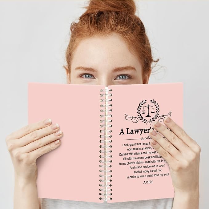 A Lawyer's Prayer Pink Hardcover 160 Pages Blank Spiral Notebooks, Funny Legal Gifts for Men Women, Birthday Thank You Gifts for Attorney Lawyers Law School Students, Law School Grad Gifts