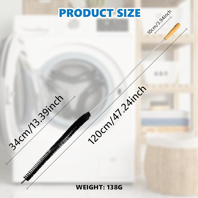 Dryer Lint Brush Vent Cleaner Tool 47.2 Inch Extra Long Flexible for Lint Trap Cleaning Tool Home Dryer Maintenance for DIY Users (2, PCS)