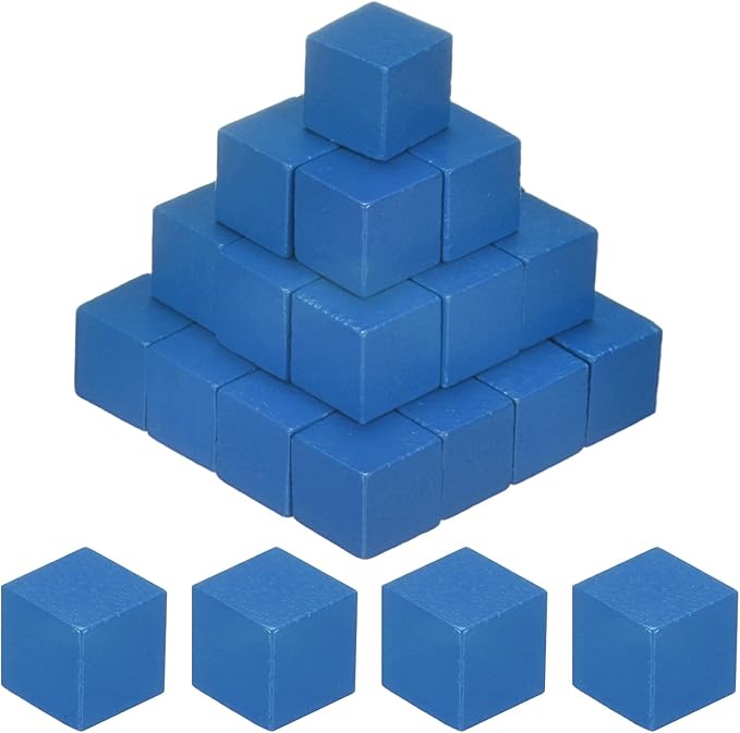 50-Pack DIY Wooden Cube, 1 Inch(2.5 Cm) Colored Natural Wood Blocks for Crafts Making Puzzle Games/Wedding/Home Decor/Dice/Building, Square Blank Block [Blue]