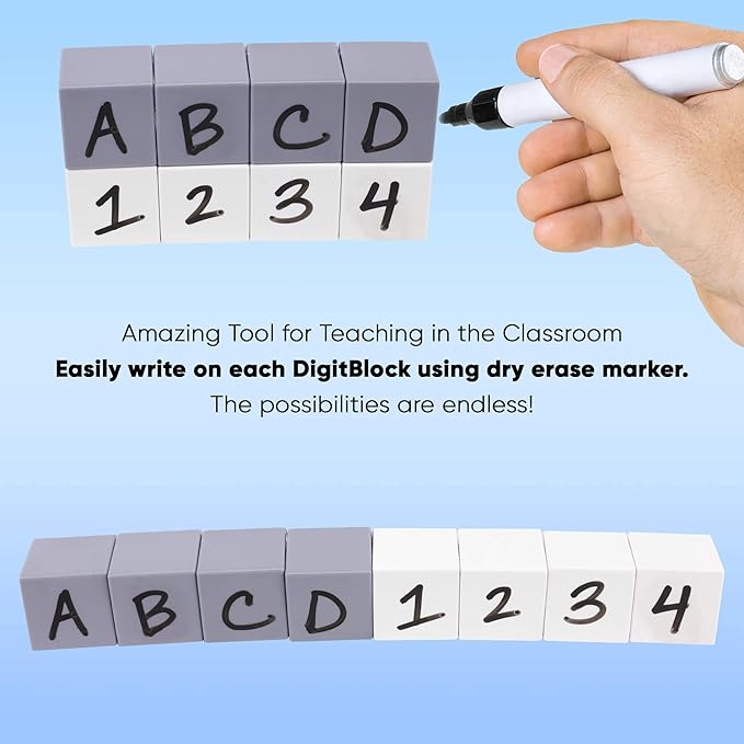 BrainSpark 48PCS Black White Grey DigitBlocks Magnetic Building Cube Set, Sensory STEM Education Preschool Magnet Toys for 3-9 Year Old Boys and Girls