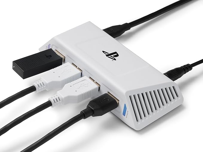 PowerA 4-Port USB 5Gbps Hub for PlayStation®5, USB 3.2, AC Powered, Weighted Base, Officially Licensed