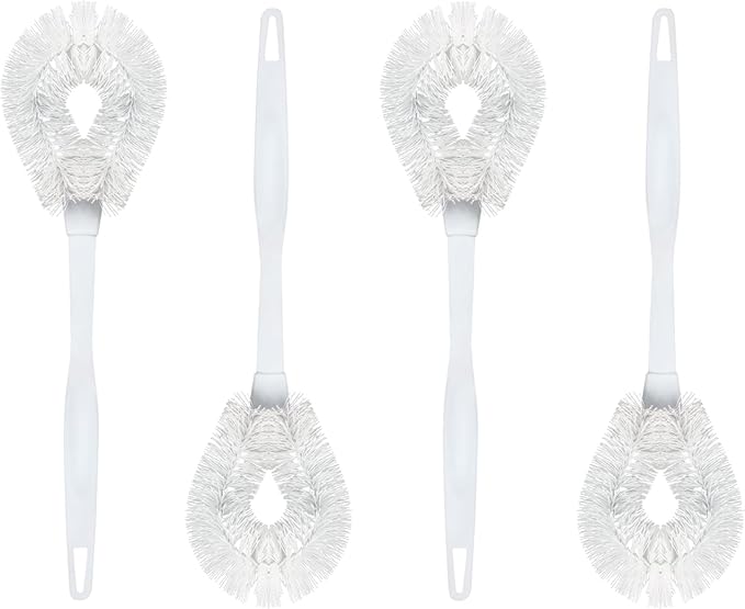 LOLA Toilet Bowl Brush w/Curved Head, 4 Pack, Coated Wire, Durable Poly Bristles, Reaches Under Toilet Bowl Rim