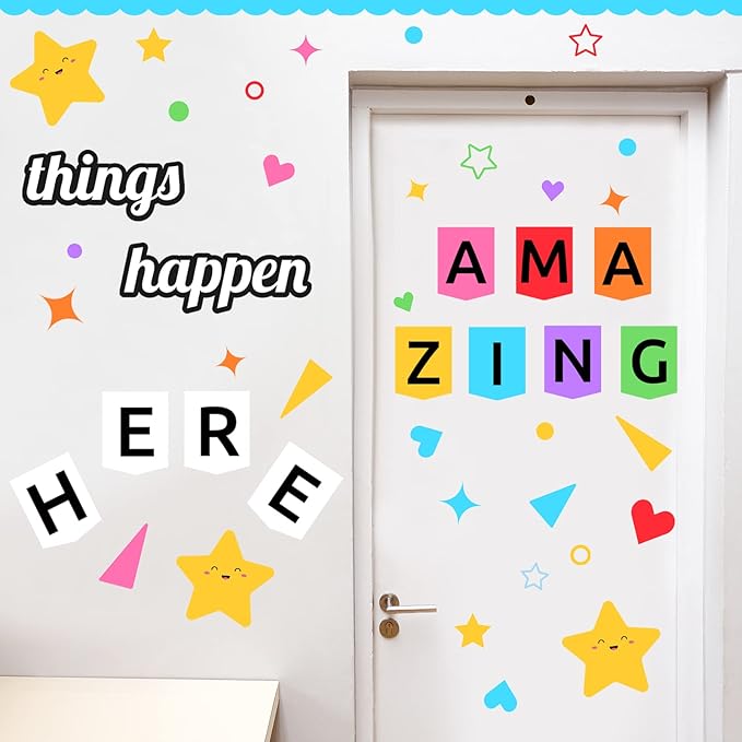 LioNergy Classroon Bulletin Board Decoration Set Welcome Bulletin Board Wall Door Decor for Kindergarten Preschool Elementary Middle School - Amazing Things Happen Here