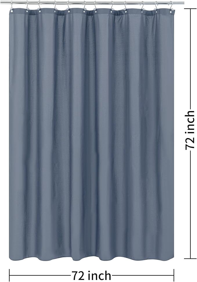ALYVIA SPRING Blue Fabric Shower Curtain Liner Waterproof - Soft & Light-Weight Cloth Shower Liner with 3 Magnets, Hotel Quality & Machine Washable - Standard Size 72x72, Stone Blue