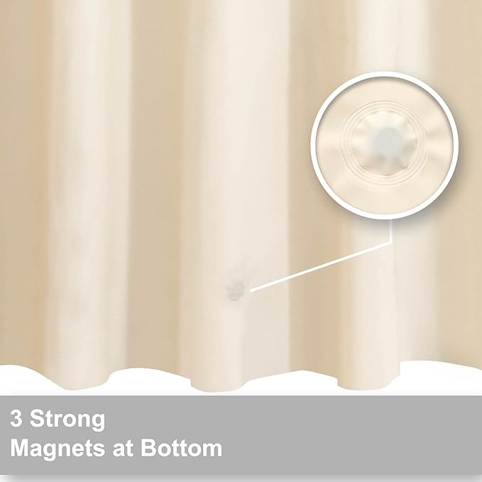 Barossa Design Beige Shower Curtain Liner - Premium PEVA, BPA & PVC Free, No Chemical Smell, Lightweight Standard Size Shower Curtain with 3 Magnets, Metal Grommets - Beige