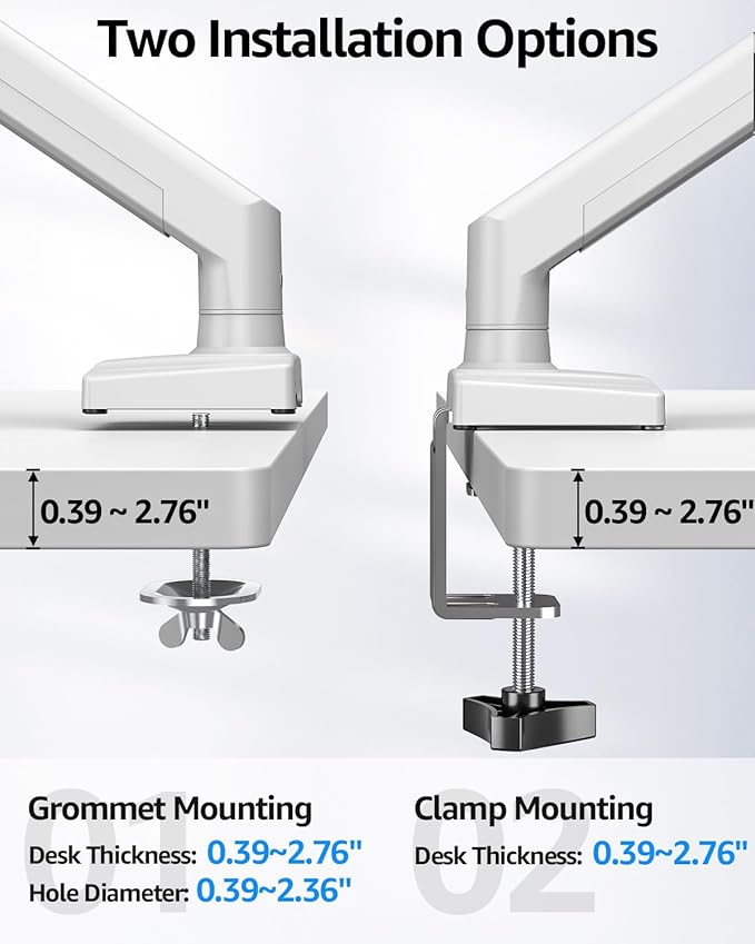 Dual Monitor Stand fits up to 32 inch, 4.4-22 lbs Computer Screens, Dual Monitor Desk Mount Height Adjustable, Monitor Arms for 2 Monitors, Home Office VESA Mounts, Freelift White