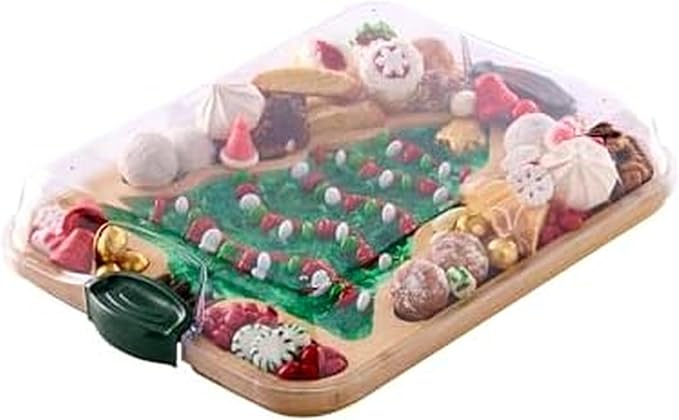 Farberware Tree Build-A-Board with Clear Locking Lid – Holiday Prep and Serve Board for Charcuterie, Cookies, Candy, and Seasonal Entertaining